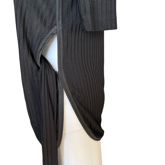 3.1 Phillip Lim Short Sleeve Ribbed Tie Front Shirt Black Womens Size Medium - Picture 6 of 10